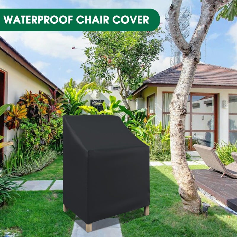 STARTWO Stackable Patio Chair Covers,Waterproof Outdoor Lawn Furniture Cover for for 4-6 Stackable Dining Chairs, 26""Lx26""Wx47""H,Black - Image 5